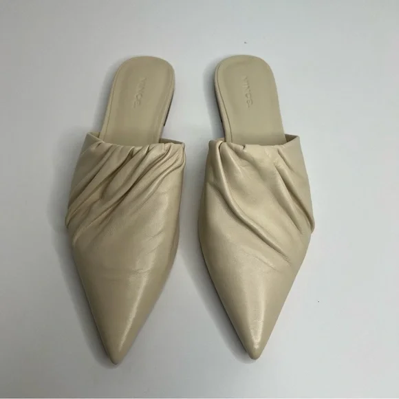 Vince Hedi Pointed Toe Mules Cream Size 8.5 - Picture 3 of 12